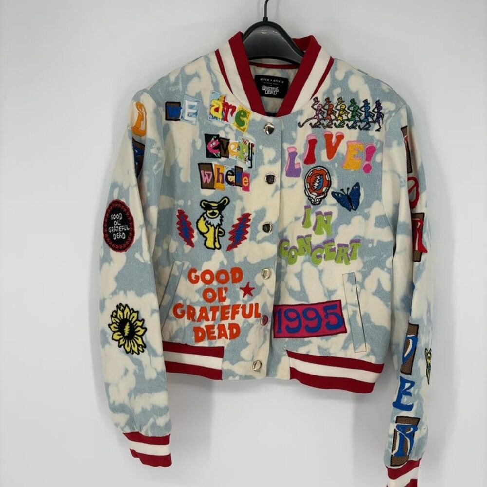 Alice + Olivia Denim Varsity Jacket
